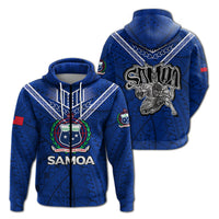 Samoa Zip Hoodie Samoan Warrior Pride LT12 Blue - Polynesian Pride