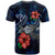 Kosrae Polynesian T Shirt Blue Turtle Hibiscus - Polynesian Pride