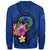 Pohnpei Polynesian Sweater - Floral With Seal Blue - Polynesian Pride