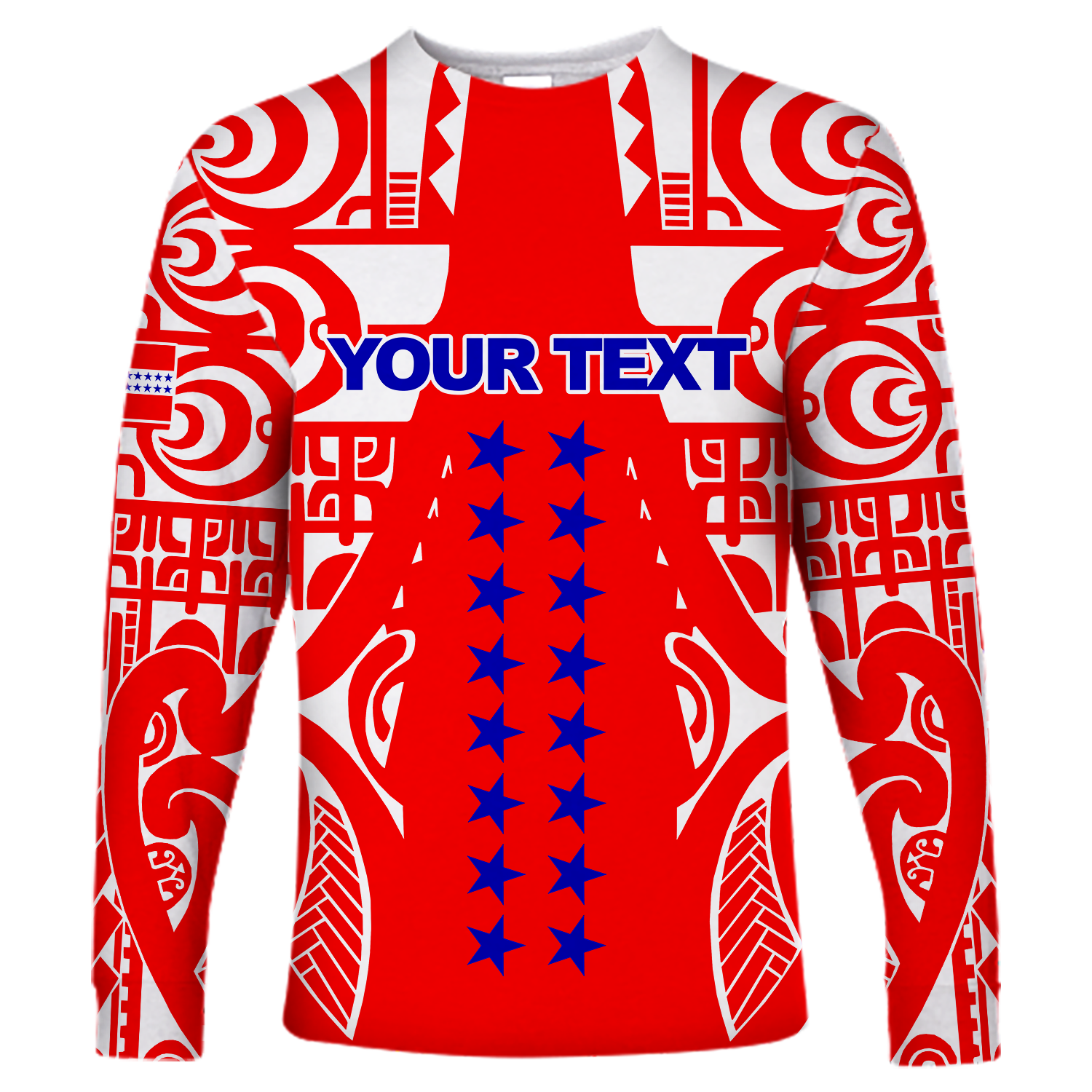 (Custom Personalised) Tuamotu Archipelago Tribal Tattoo Long Sleeve Shirt - LT12 Unisex Red - Polynesian Pride