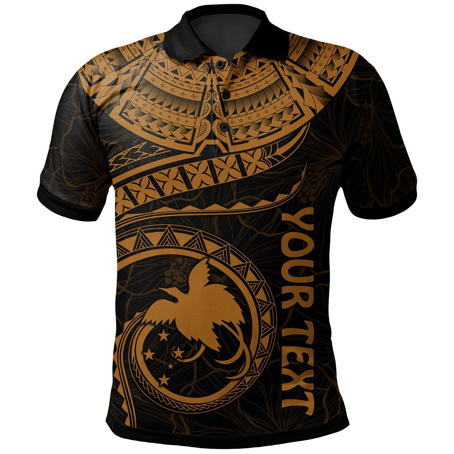 Papua New Guinea Polynesian Custom Polo Shirt Papua New Guinea Waves (Golden) Unisex Golden - Polynesian Pride