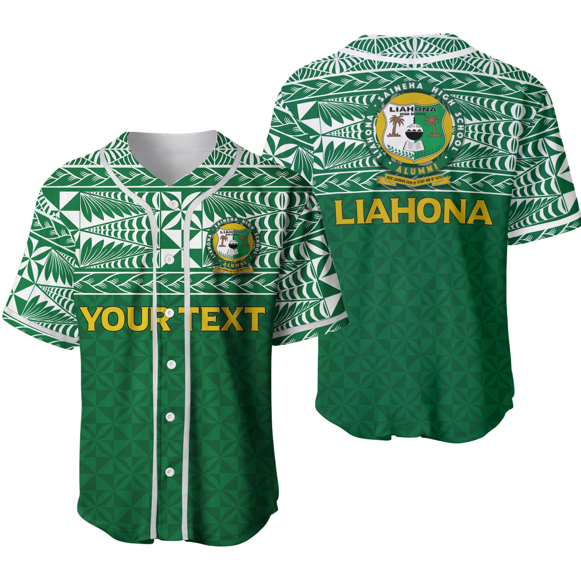 (Custom Personalised) Liahona Tonga Baseball Jersey - Tongan Pattern - LT12 - Polynesian Pride