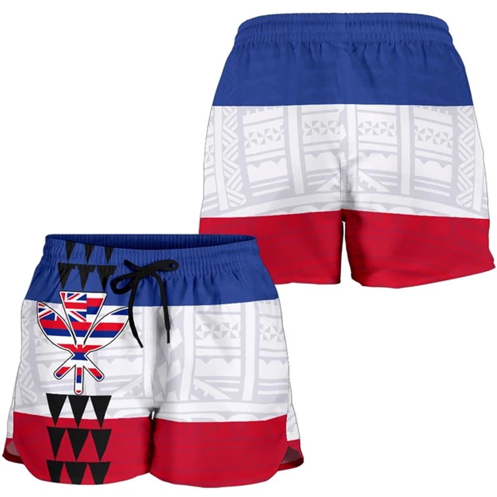 Hawaii Flag Polynesian Women's Shorts Women White - Polynesian Pride