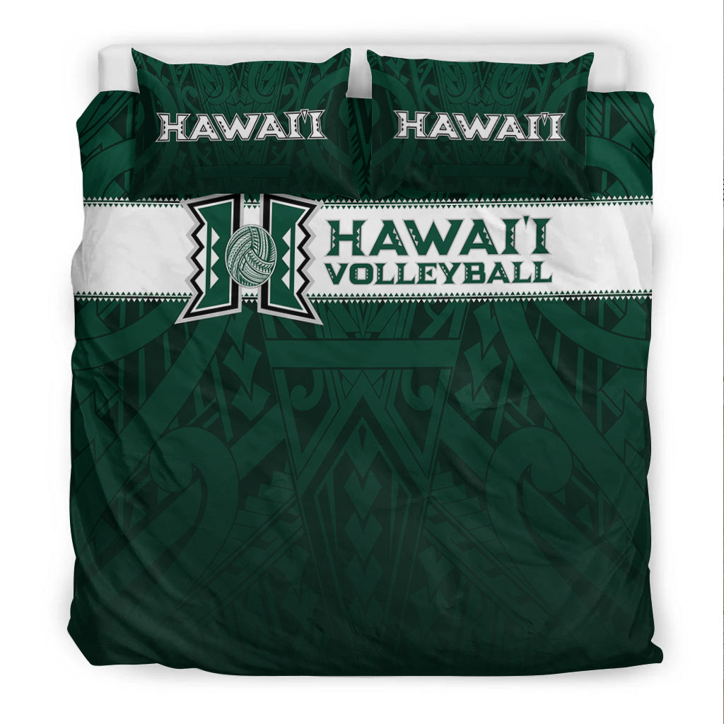 Hawaii Volleyball Green Warrior Bedding Set - LT2 - Polynesian Pride