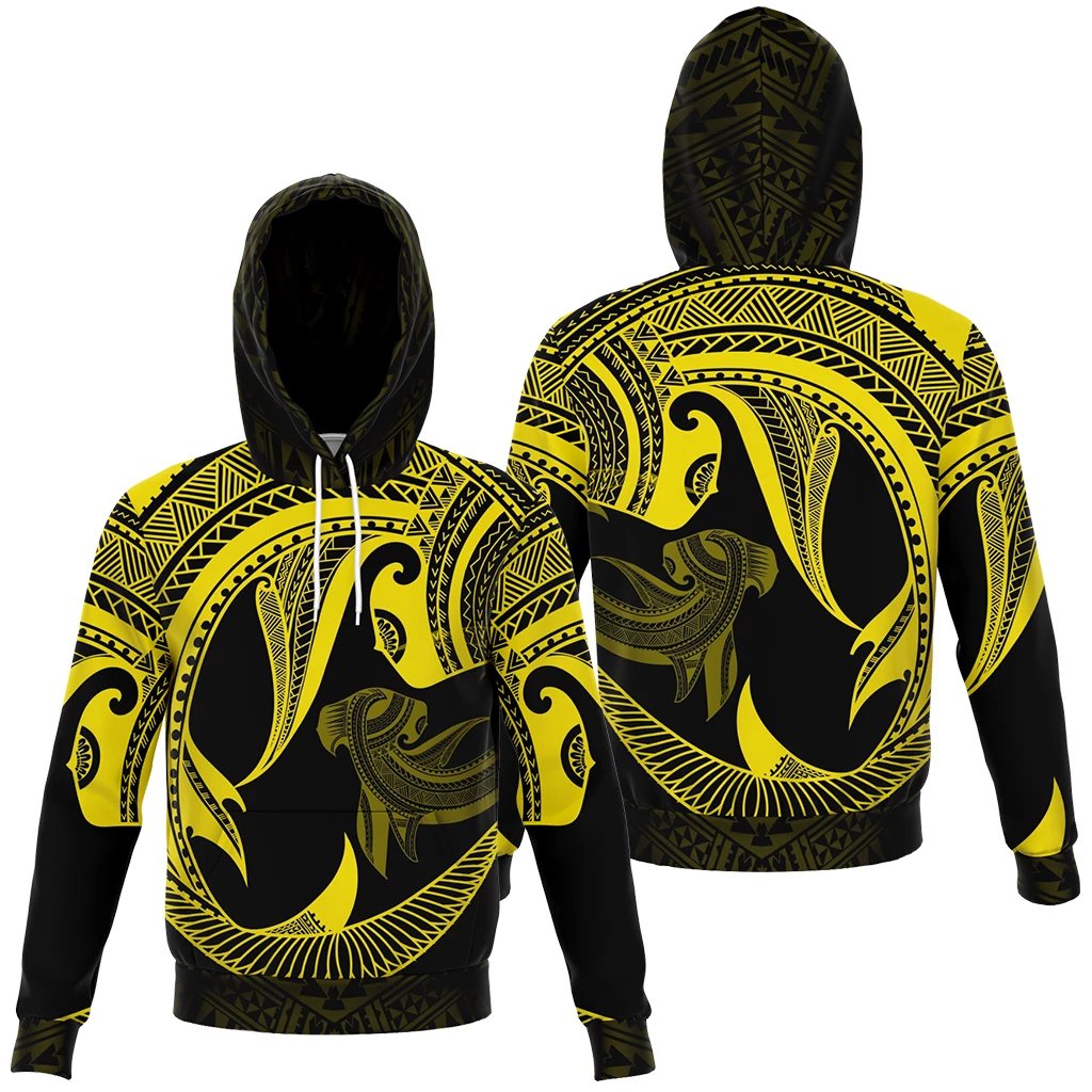 Hawaii Hoodie Polynesian Hammerhead Shark Yellow Unisex Yellow - Polynesian Pride