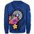 Northern Mariana Islands Polynesian Sweater - Floral With Seal Blue - Polynesian Pride