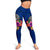 American Samoa Polynesian Women's Leggings - Floral With Seal Blue - Polynesian Pride