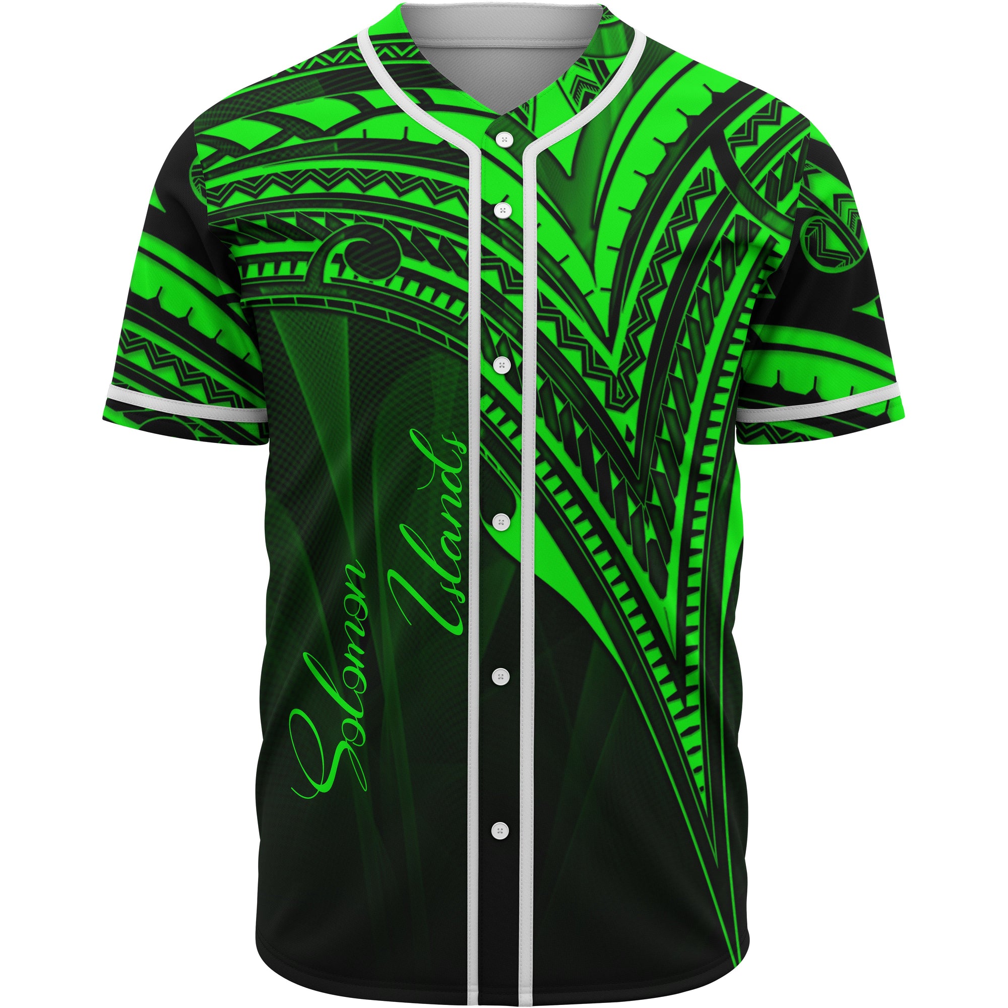 Solomon Islands Baseball Shirt - Green Color Cross Style Unisex Black - Polynesian Pride