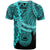 American Samoa Polynesian Custom T Shirt Tribal Wave Tattoo Neon Blue - Polynesian Pride