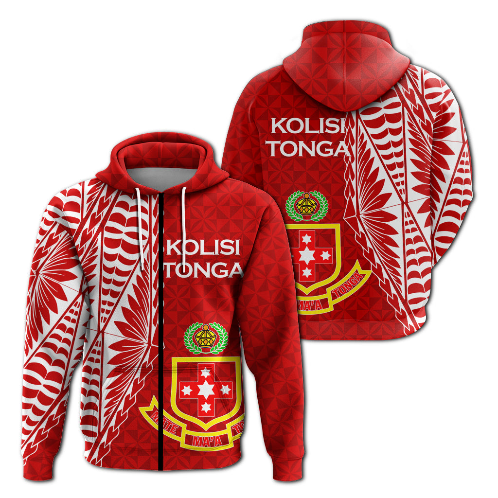 Kolisi Tonga Atele Zip up Hoodie Tongan Tribal LT12 Zip Hoodie Red - Polynesian Pride