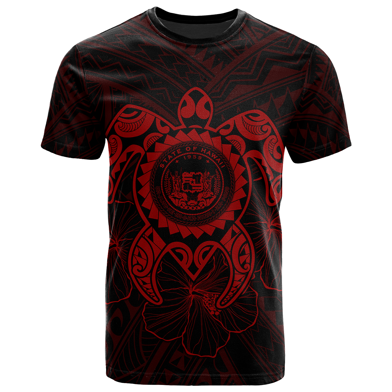 Hawaii Polynesian T Shirt Vintage Polynesian Turtle (Red) Unisex Red - Polynesian Pride