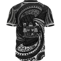 Fiji Polynesian Custom Personalised Baseball Shirt - White Tribal Wave - Polynesian Pride