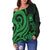 Samoa Women's Off Shoulder Sweater - Green Tentacle Turtle - Polynesian Pride