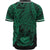 Samoa Polynesian Custom Personalised Baseball Shirt - Tribal Wave Tattoo Green - Polynesian Pride