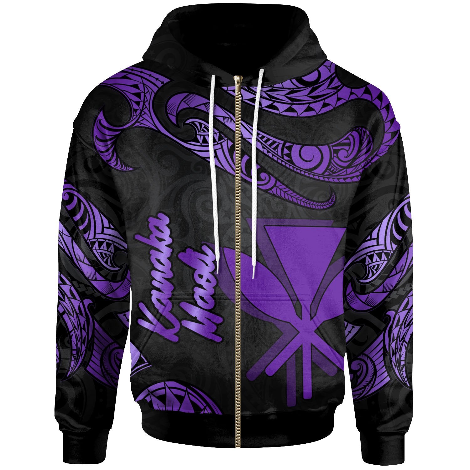 Hawaii Kanaka Maoli Polynesian Zip Hoodie Polynesian Tattoo Purple Version Unisex Purple - Polynesian Pride