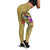 Cook Islands Polynesian Legging - Floral With Seal Gold - Polynesian Pride