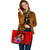 Vanuatu Polynesian Custom Personalised Large Leather Tote - Floral With Seal Red - Polynesian Pride