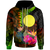 Palau Polynesian Zip up Hoodie Hibiscus and Banana Leaves Unisex Reggae - Polynesian Pride