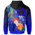 CNMI Custom Hoodie Humpback Whale with Tropical Flowers (Blue) - Polynesian Pride