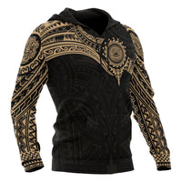 American Samoa Polynesian Hoodie Gold Heart Shield - Polynesian Pride
