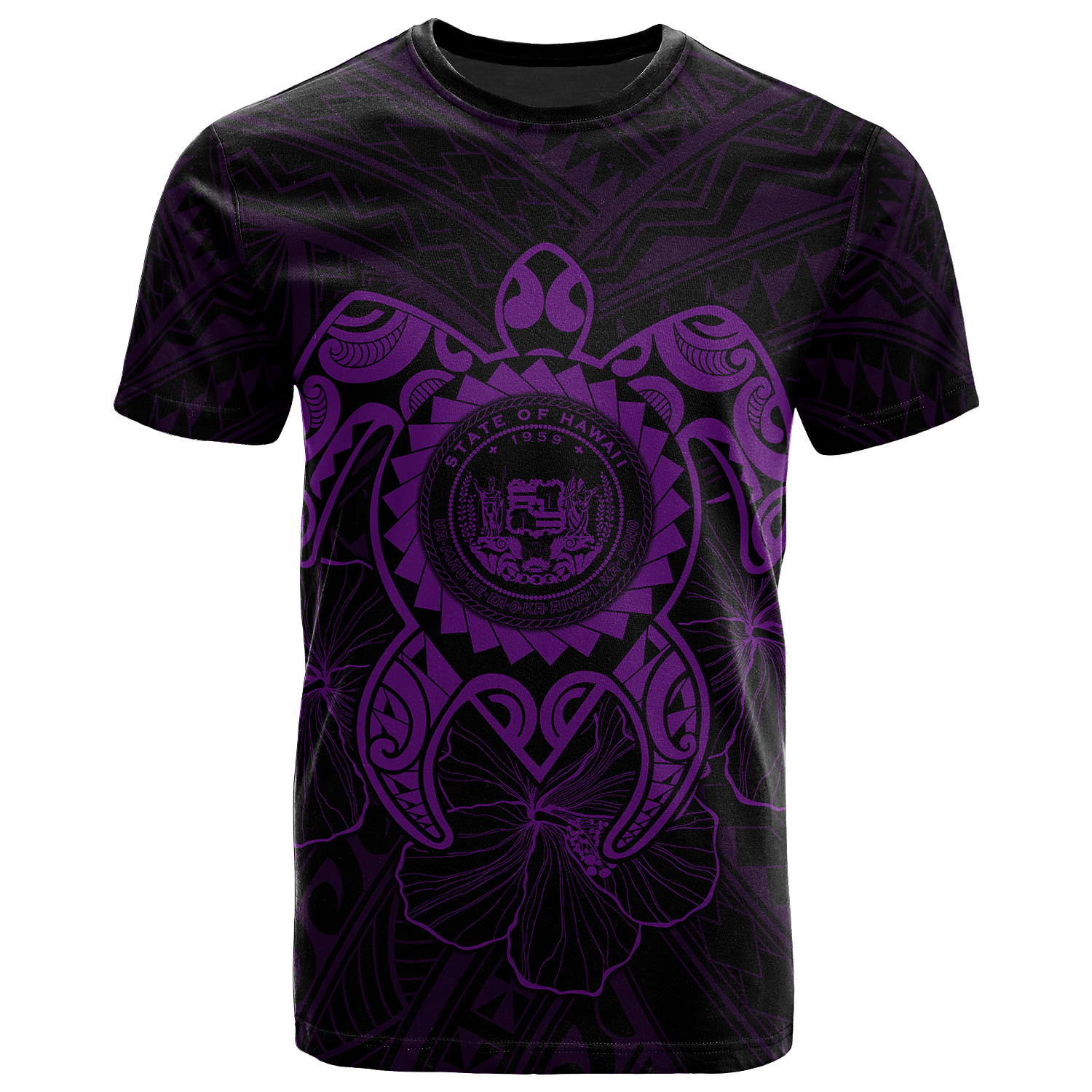 Hawaii Polynesian T Shirt Vintage Polynesian Turtle (Purple) Unisex Purple - Polynesian Pride