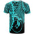 Yap Micronesia Custom T Shirt Tribal Wave Tattoo Neon Blue - Polynesian Pride