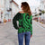 Tonga Women's Off Shoulder Sweater - Green Tentacle Turtle - Polynesian Pride