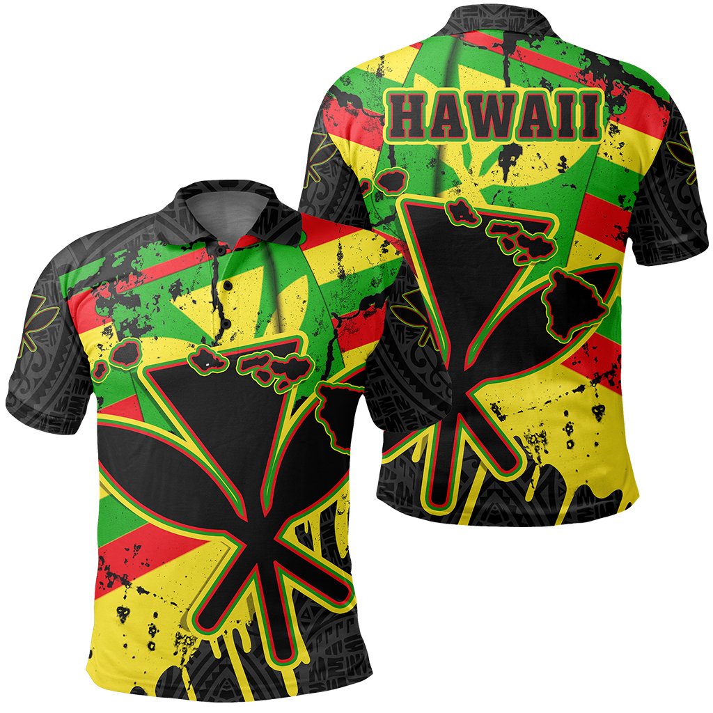 Hawaii Kanaka Maoli Flag Polo Shirt My Blood Unisex Black - Polynesian Pride