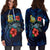 Tuvalu Polynesian Hoodie Dress - Blue Turtle Hibiscus - Polynesian Pride