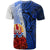 Tahiti Polynesian Custom T Shirt Coat of Arm With Hibiscus Blue - Polynesian Pride