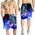 Pohnpei Men's Shorts - Humpback Whale with Tropical Flowers (Blue) - Polynesian Pride