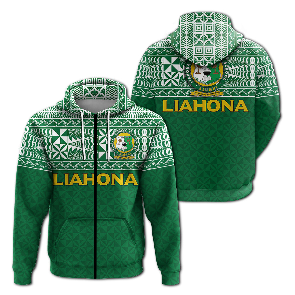 Liahona Tonga Zip up Hoodie Tongan Pattern LT12 Unisex Green - Polynesian Pride