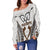 Fiji Bati Tapa Pattern Women Off Shoulder Sweater - LT12 - Polynesian Pride