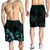 Guam Polynesian Men's Shorts - Turtle With Blooming Hibiscus Turquoise - Polynesian Pride