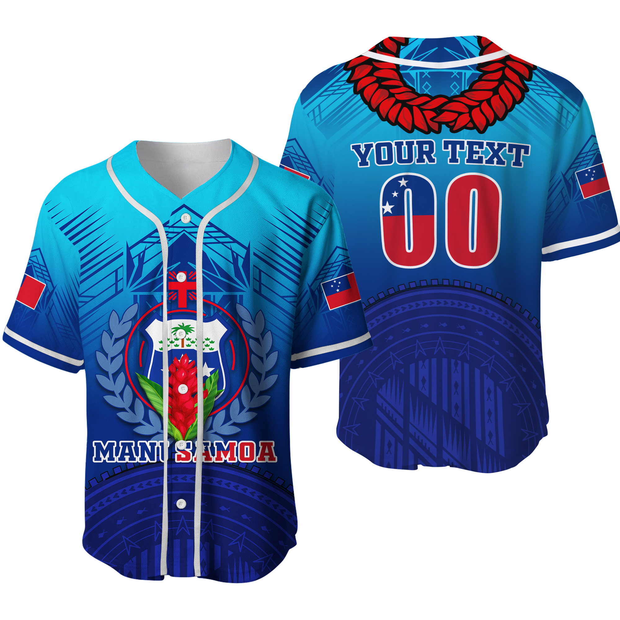 (Custom Personalised) Manu Samoa Legend Baseball Jersey - LT12 Unisex Blue - Polynesian Pride