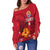 French Polynesia Women's Off Shoulder Sweater - Hibiscus With Tribal - LT12 - Polynesian Pride