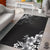 Black n White Hibiscus Area Rug Black - Polynesian Pride