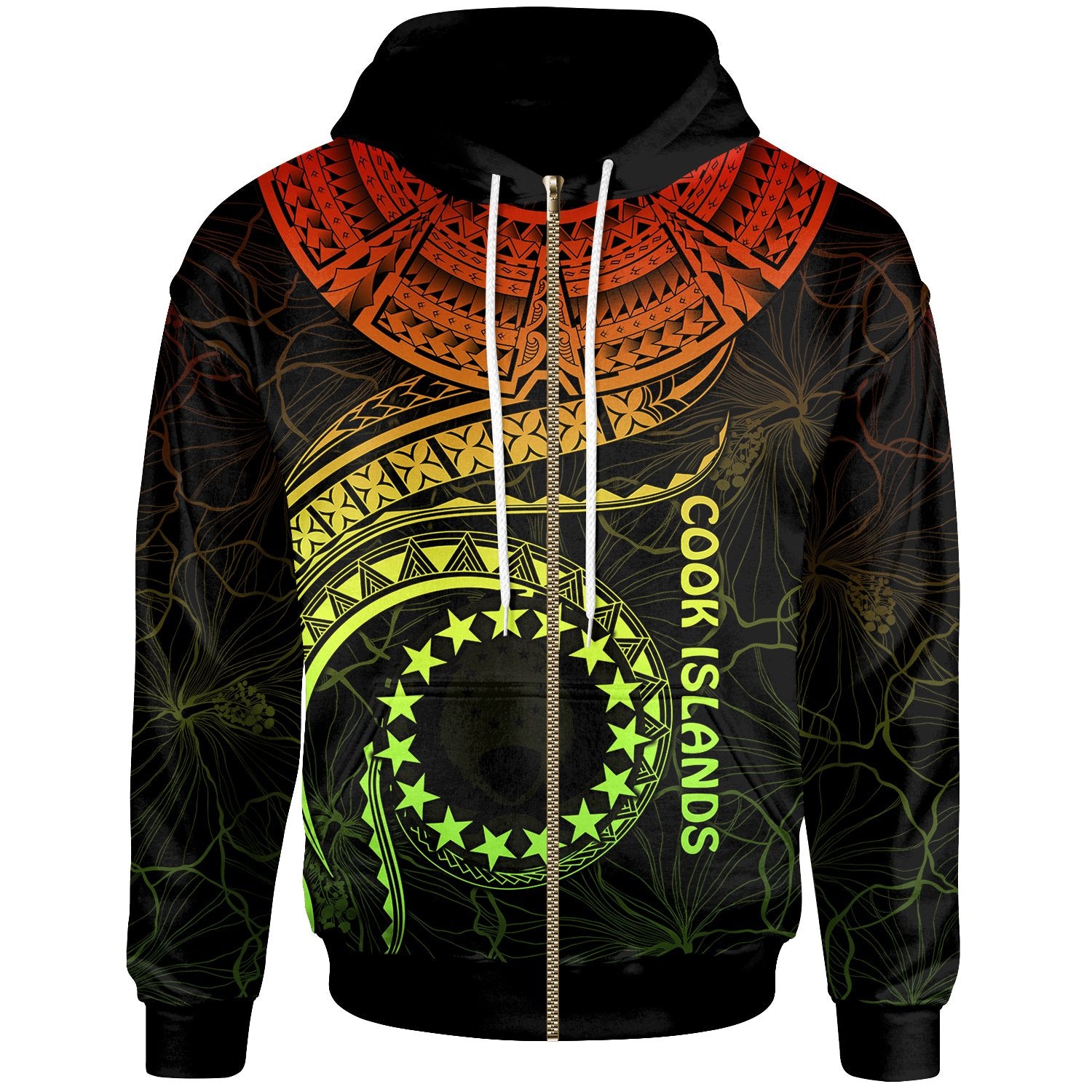 Cook Islands Polynesian Zip up Hoodie Cook Islands Waves (Reggae) Unisex Reggae - Polynesian Pride