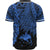 Papua New Guinea Polynesian Baseball Shirt - Tribal Wave Tattoo Blue - Polynesian Pride