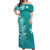 Custom Wallis et Futuna Matching Dress and Hawaiian Shirt Polynesia Turquoise Sea Turtle and Flowers LT13 - Polynesian Pride