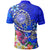 American Samoa Polynesian Polo Shirt Turtle Plumeria (Blue) - Polynesian Pride