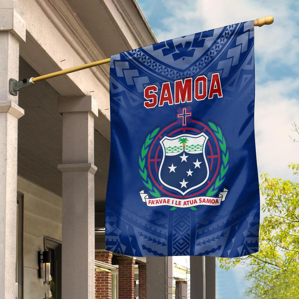 Samoa Flag Simple Coat of Arms Polynesian LT13 House Flag - Polynesian Pride