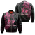 (Custom Personalised) Breast Cancer Pink Ribbon Butterfly Polynesian Black Version Bomber Jacket - LT12 Bomber Jacket Black - Polynesian Pride