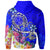 Hawaii Zip up Hoodie Turtle Plumeria Polynesian Tattoo Blue Color - Polynesian Pride