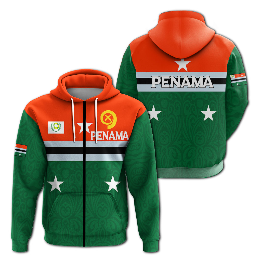 Vanuatu Penama Province Zip up Hoodie Flag Style LT12 Green - Polynesian Pride