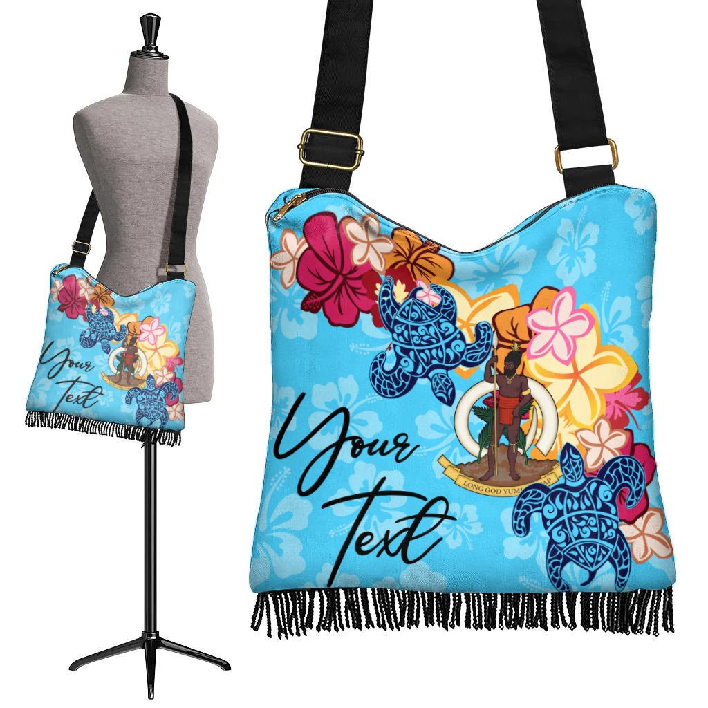 Vanuatu Custom Personalised Boho Handbag - Tropical Style One Style One Size Blue - Polynesian Pride