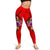 Vanuatu Polynesian Custom Personalised Women's Leggings - Floral With Seal Red - Polynesian Pride