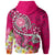 American Samoa Polynesian Zip up Hoodie Turtle Plumeria (Pink) - Polynesian Pride