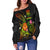 Tuvalu Polynesian Women's Off Shoulder Sweater - Legend of Tuvalu (Reggae) - Polynesian Pride