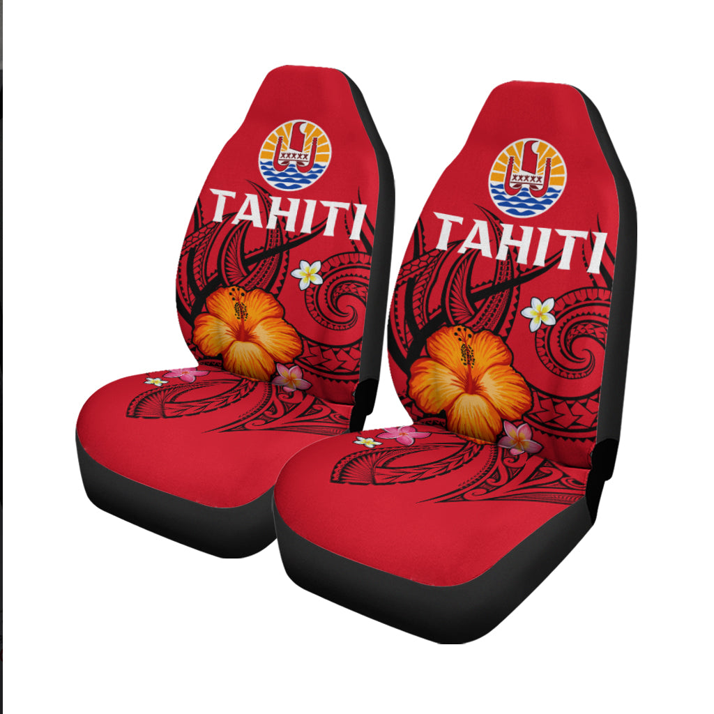 French Polynesia Car Seat Covers - Hibiscus With Tribal - LT12 - Polynesian Pride